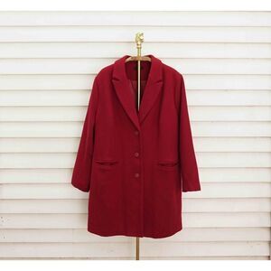 Ellos Burgundy Deep Red Button Front Collared Blazer Overcoat